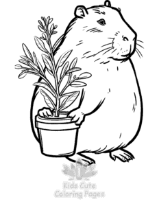 Capybara coloring page for girls, free to print