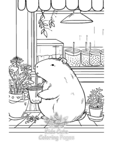 Free printable Capybara coloring page for kids