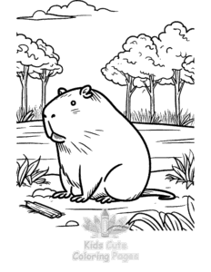 Capybara coloring page for boys, printable at home