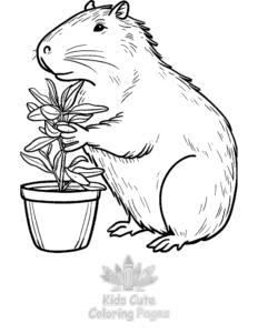 Capybara coloring page for girls, free to print