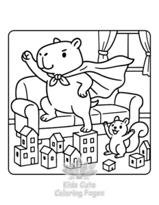 Capybara Days coloring page for boys, printable at home