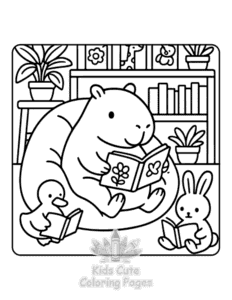 Capybara Days coloring page for girls, free to print