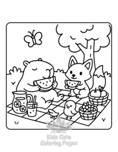 Capybara Days coloring page for classroom activities