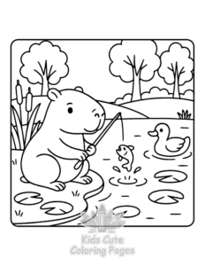 Capybara Days coloring page for girls, free to print