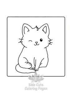 Easy Cat Moment Meow Life coloring sheet for young children