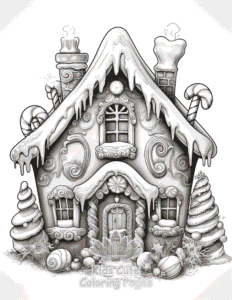 Printable Christmas Gingerbread coloring sheet for preschoolers