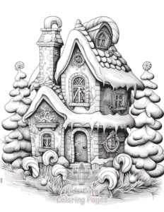 Christmas Gingerbread coloring page for girls, free to print