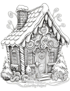 Printable Christmas Gingerbread coloring sheet for preschoolers