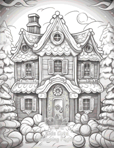 Free printable Christmas Gingerbread coloring page for kids