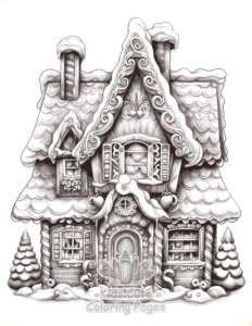 Christmas Gingerbread coloring page for girls, free to print