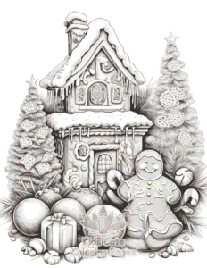 Easy Christmas Gingerbread coloring sheet for young children