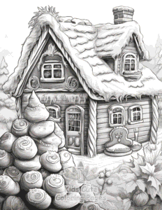 Free printable Christmas Gingerbread coloring page for kids