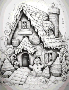 Christmas Gingerbread coloring page for girls, free to print