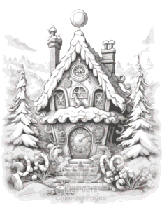 Printable Christmas Gingerbread coloring sheet for preschoolers