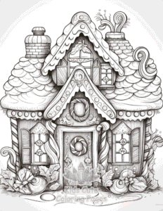 Christmas Gingerbread coloring page for girls, free to print