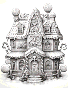 Christmas Gingerbread coloring page for girls, free to print