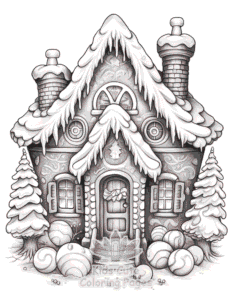 Free printable Christmas Gingerbread coloring page for kids