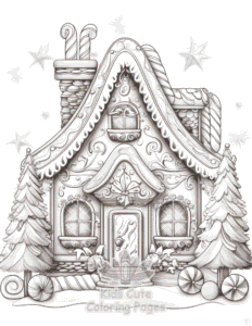Easy Christmas Gingerbread coloring sheet for young children