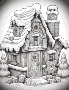 Free printable Christmas Gingerbread coloring page for kids