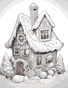 Christmas Gingerbread coloring page for girls, free to print
