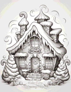 Printable Christmas Gingerbread coloring sheet for preschoolers