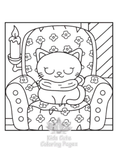 Free printable Comfy Retreat coloring page for kids