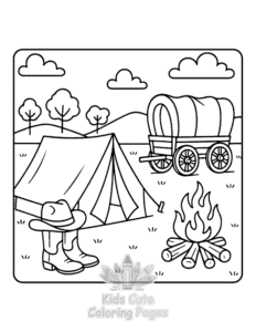 Simple Cowboys Life coloring page for toddlers