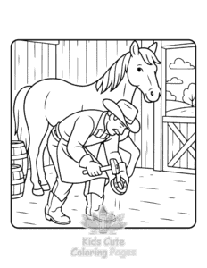 Easy Cowboys Life coloring sheet for young children