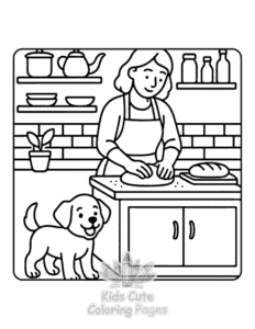 Cozy Dog Days coloring page for girls, free to print