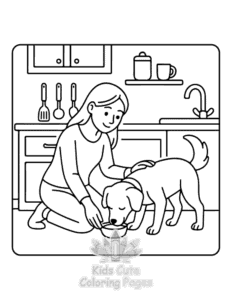Printable Cozy Dog Days coloring sheet for preschoolers