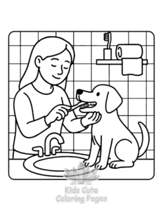 Easy Cozy Dog Days coloring sheet for young children