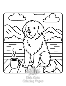 Easy Cozy Dog Days coloring sheet for young children