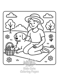 Easy Cozy Dog Days coloring sheet for young children