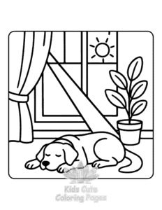 Free printable Cozy Dog Days coloring page for kids