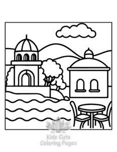 Cozy Europe coloring page for classroom activities