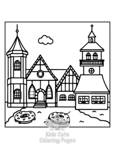 Cozy Europe coloring page for girls, free to print