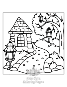 Simple Cozy Europe coloring page for toddlers