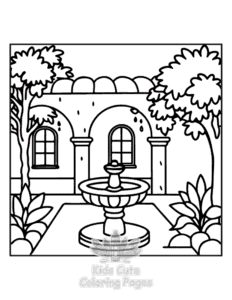 Printable Cozy Europe coloring sheet for preschoolers