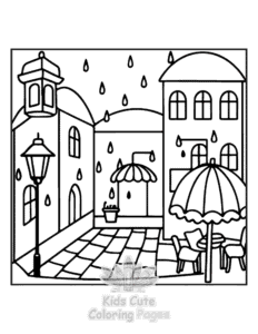 Cozy Europe coloring page for girls, free to print