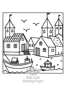 Cozy Europe coloring page for classroom activities