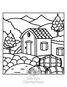 Cozy Europe coloring page for girls, free to print
