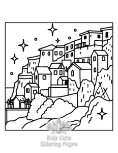 Simple Cozy Europe coloring page for toddlers
