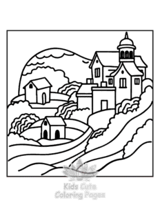 Easy Cozy Europe coloring sheet for young children