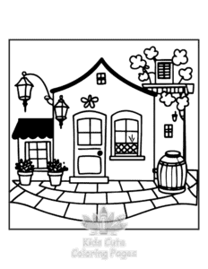 Cozy Europe coloring page for classroom activities