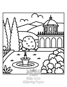 Cozy Europe coloring page for classroom activities