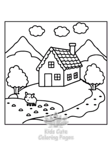 Cozy Europe coloring page for girls, free to print