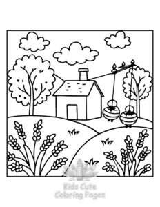 Simple Cozy Europe coloring page for toddlers