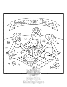 Free printable Cozy Girl with Summer Vibes coloring page for kids