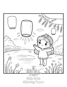 Free printable Cozy Girl with Summer Vibes coloring page for kids