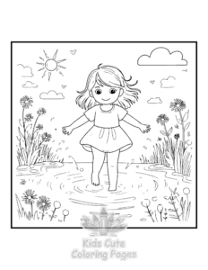 Cozy Girl with Summer Vibes coloring page for girls, free to print